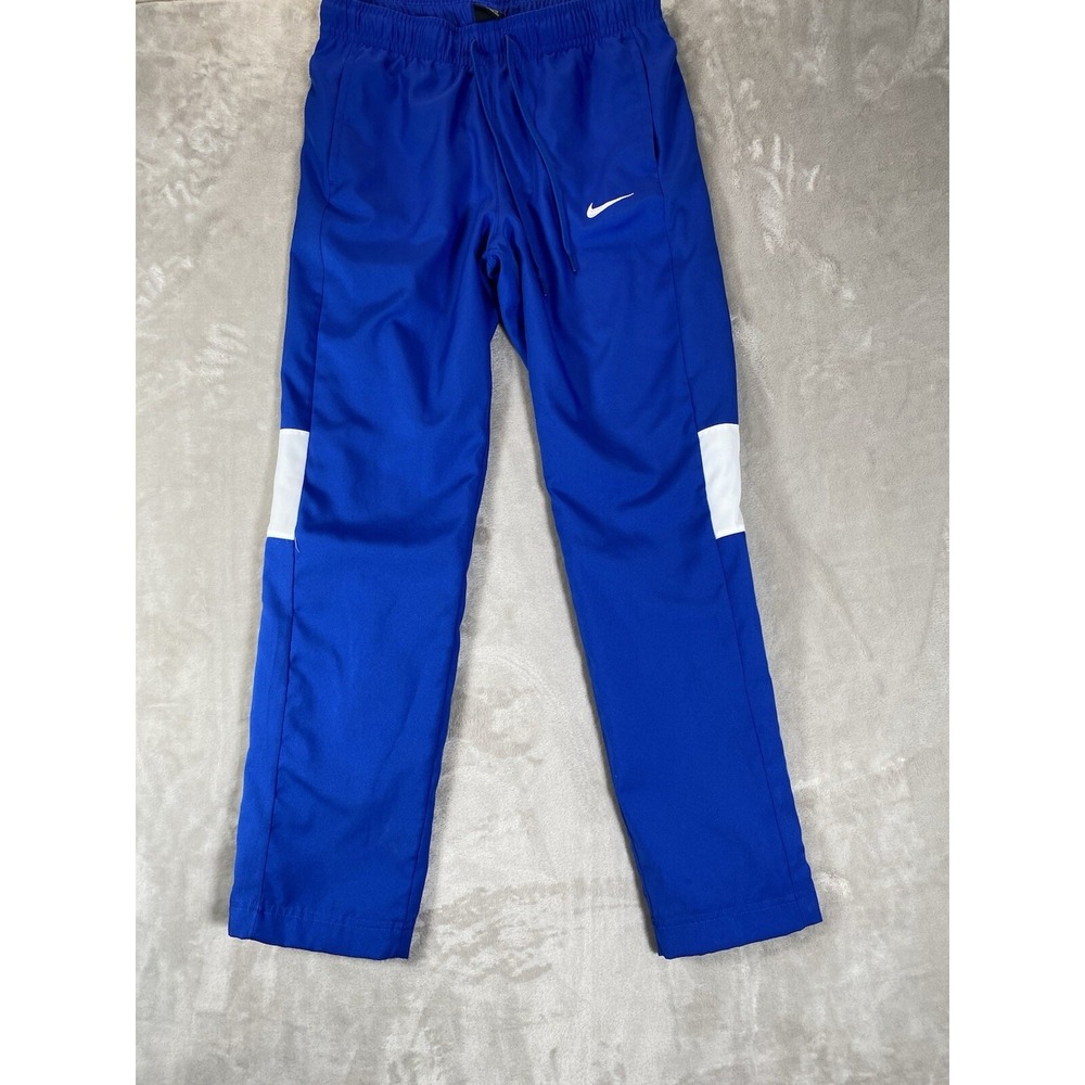 Nike Track Pants Women Activewear M‎ Blue Logo Dri Fit Ankle Snap